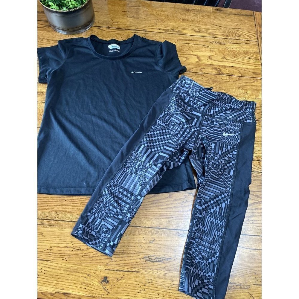 𝅺nike Dri-Fit Women's Size Small Running Leggings Columbia Shirt M
